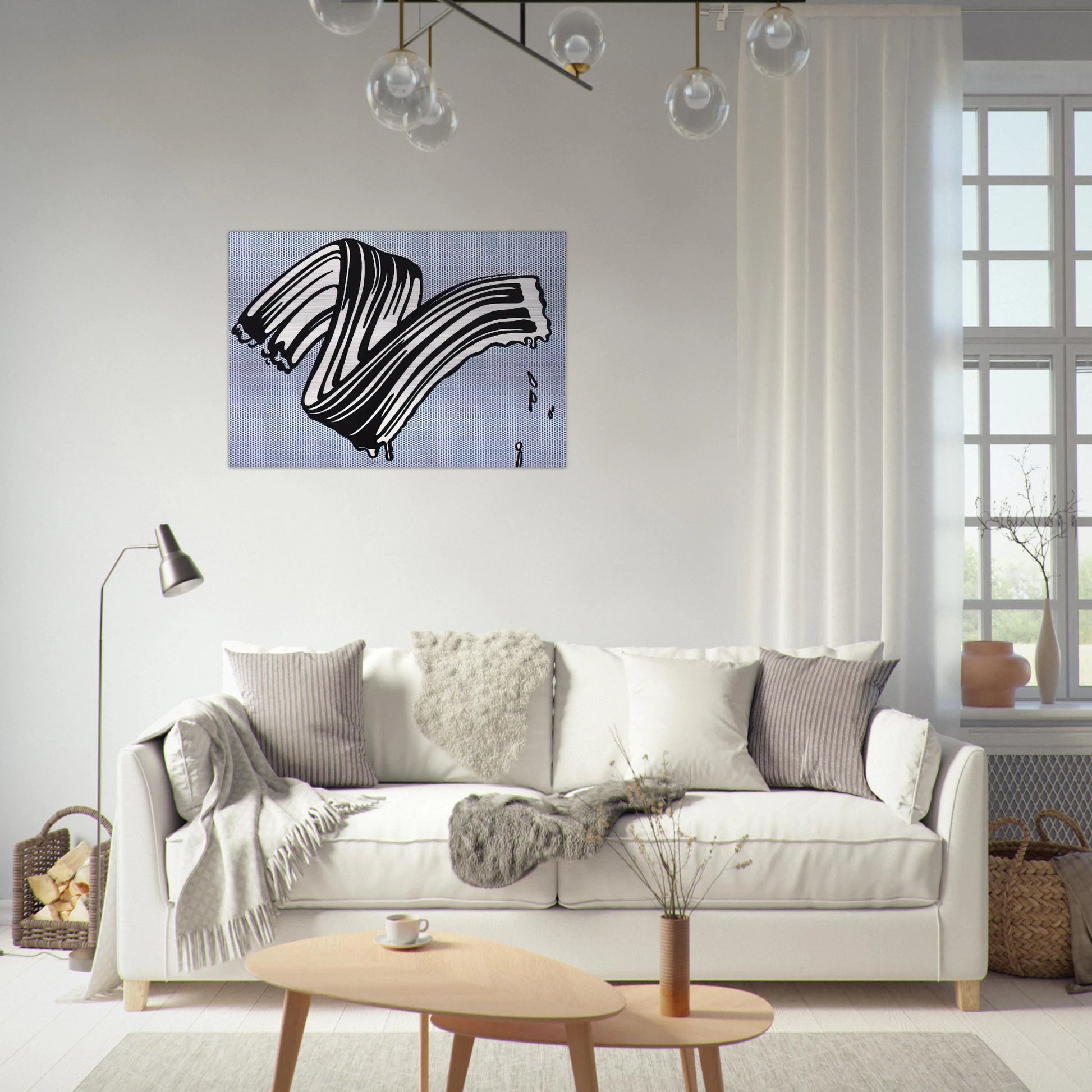 WHITE BRUSHSTROKE I 1965 - Roy Lichtenstein Brushed Aluminum Print - 70x100 cm / 28x40 inches | Roy Lichtenstein Aluminum Print | Roy Lichtenstein Prints