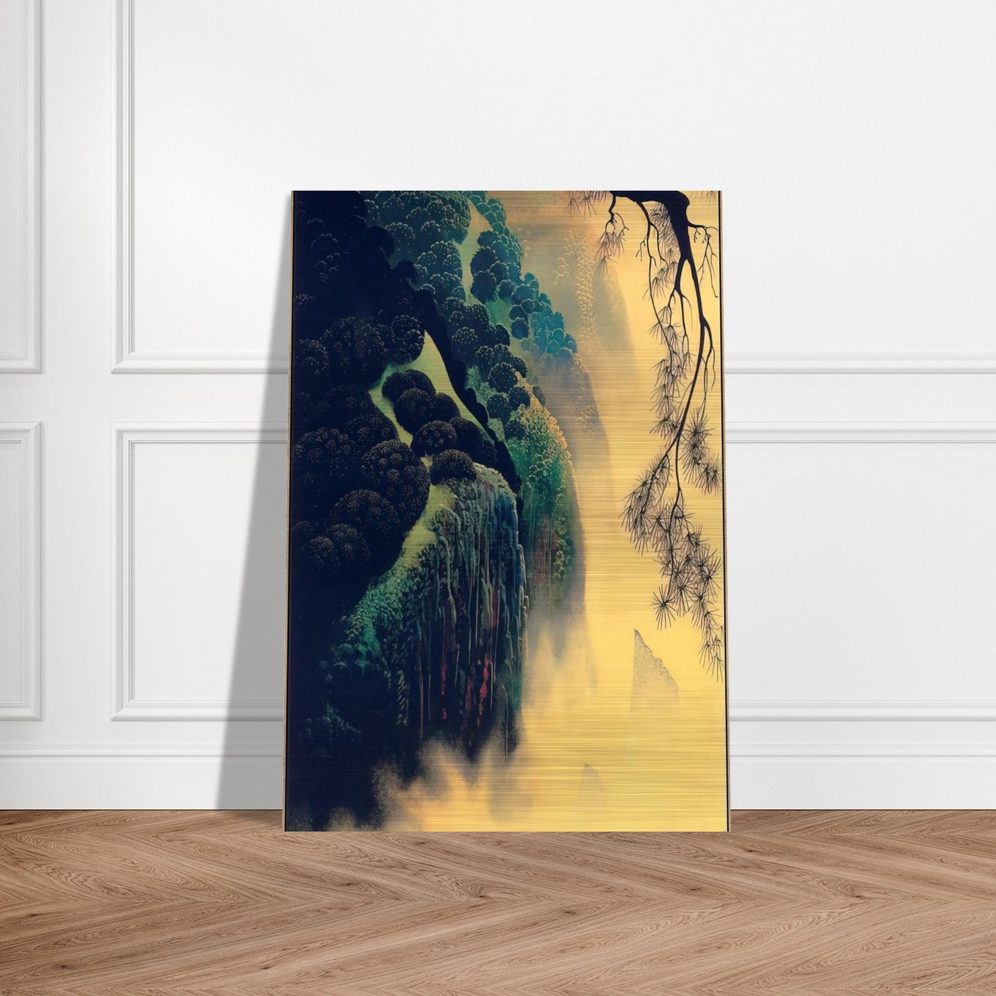 Jeweled Coast - Eyvind Earle Brushed Aluminum Print - 70x100 cm / 28x40 inches | Eyvind Earle Aluminum Print | Eyvind Earle Prints