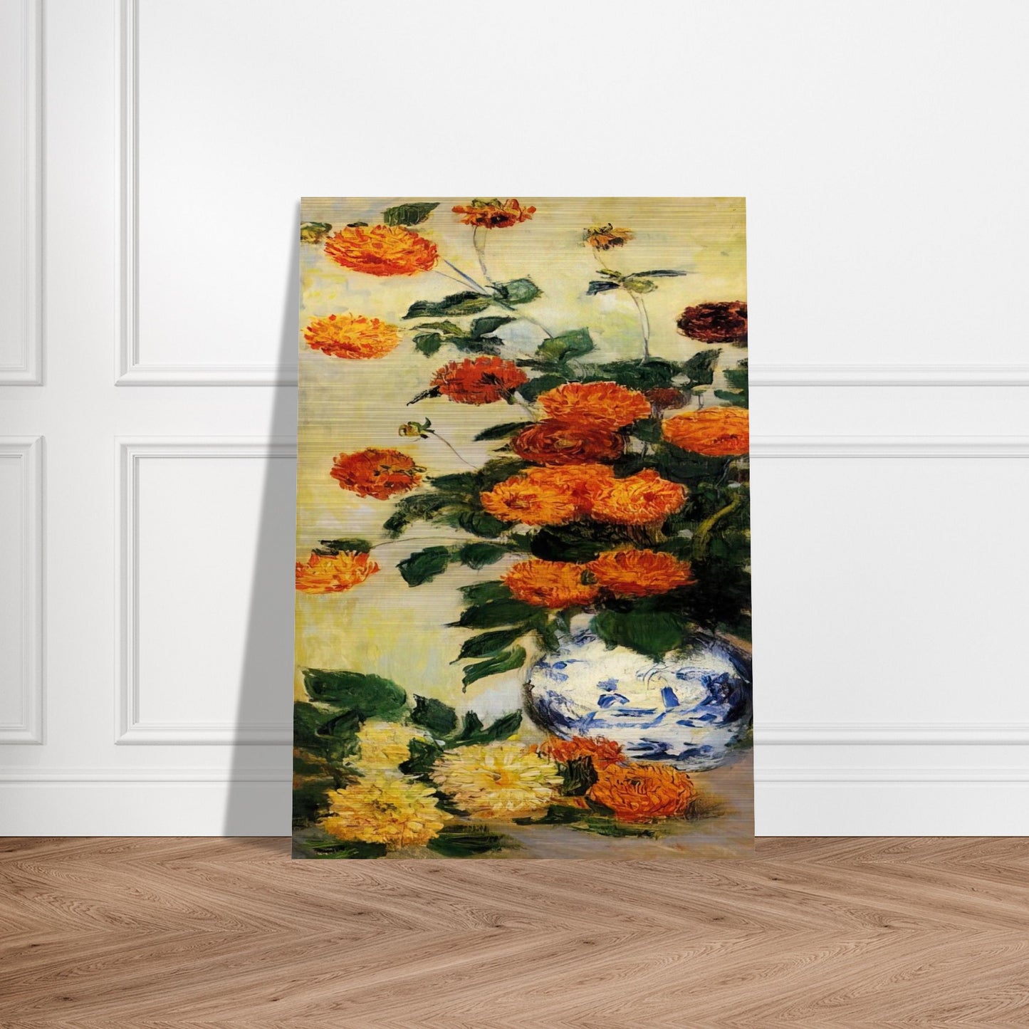 Dahlias - claude monet Brushed Aluminum Print - 70x100 cm / 28x40 inches | claude monet Aluminum Print | claude monet Prints