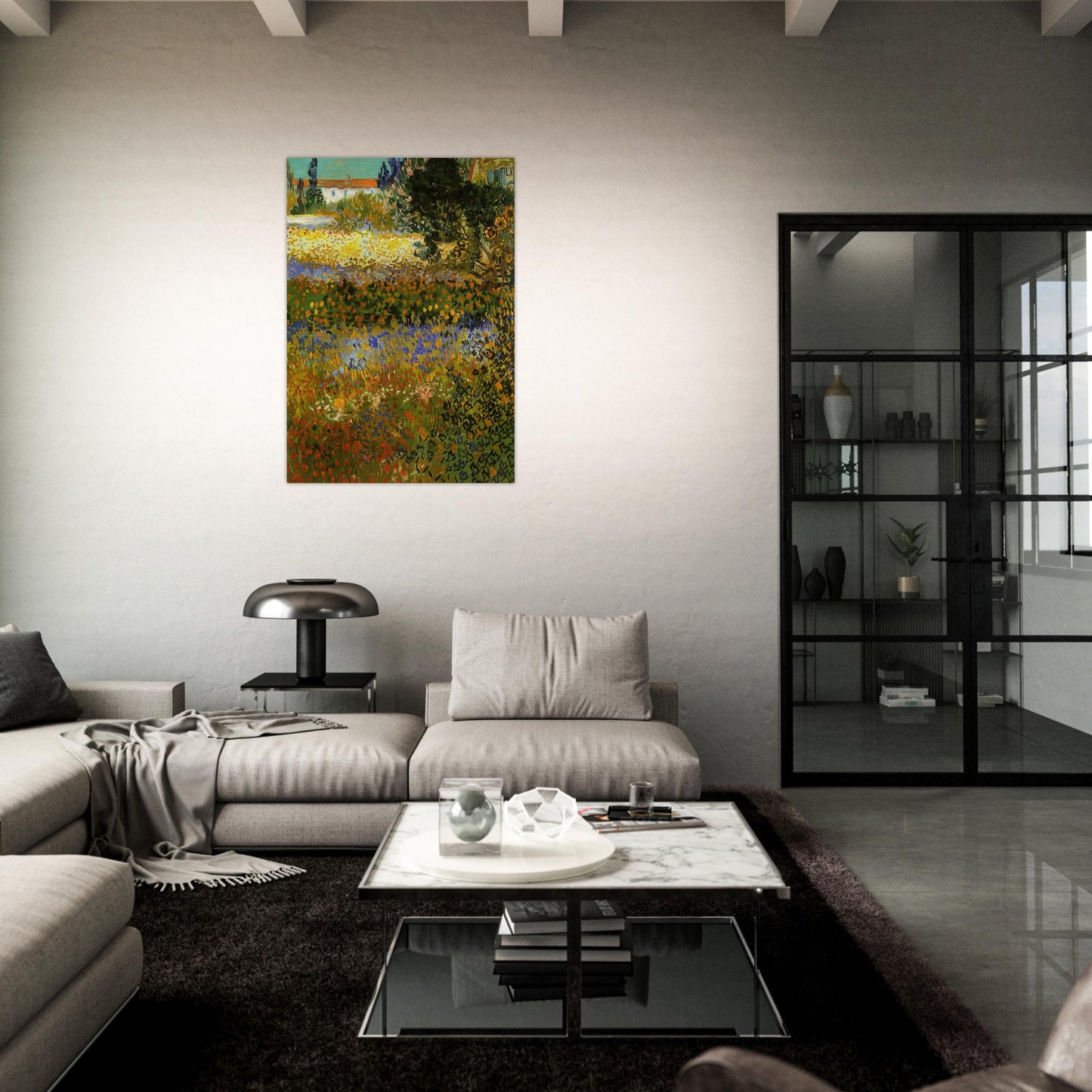 Flowering Garden - Vincent van Gogh Brushed Aluminum Print - 70x100 cm / 28x40 inches | Vincent van Gogh Aluminum Print | Vincent van Gogh Prints