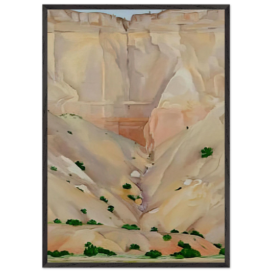 Cliffs Beyond Abiquiu Dry Waterfall - Georgia OKeeffe 70x100 cm / 28x40 inches Framed Art Print – Black Wooden Frame