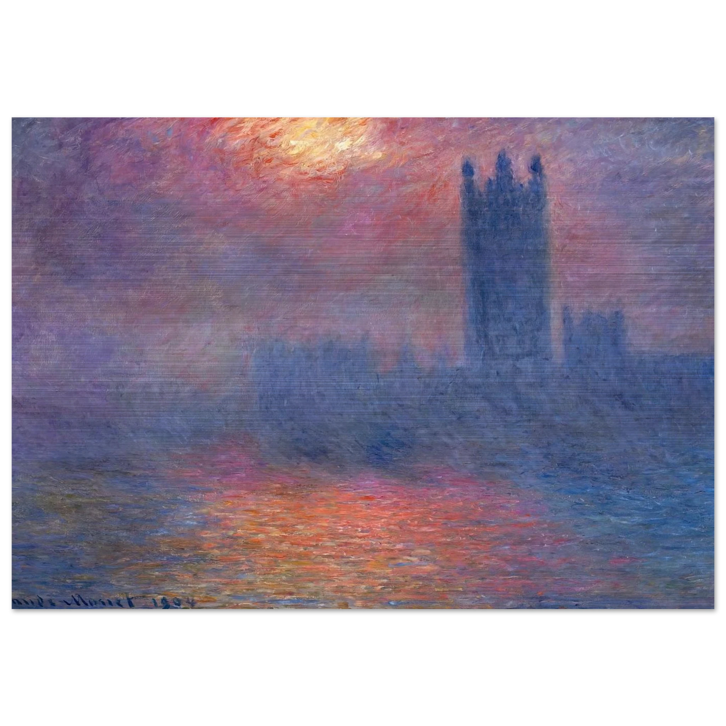 Houses of Parliament, London, Sun Breaking Through - claude monet Brushed Aluminum Print - 70x100 cm / 28x40 inches | claude monet Aluminum Print | claude monet Prints