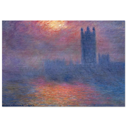 Houses of Parliament, London, Sun Breaking Through - claude monet Brushed Aluminum Print - 70x100 cm / 28x40 inches | claude monet Aluminum Print | claude monet Prints