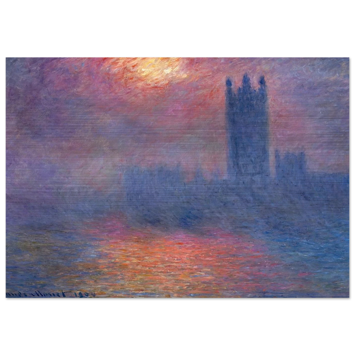 Houses of Parliament, London, Sun Breaking Through - claude monet Brushed Aluminum Print - 70x100 cm / 28x40 inches | claude monet Aluminum Print | claude monet Prints