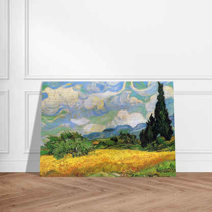 Wheat Field with Cypresses at the Haude Galline near Eygalieres - Vincent van Gogh Brushed Aluminum Print - 70x100 cm / 28x40 inches | Vincent van Gogh Aluminum Print | Vincent van Gogh Prints