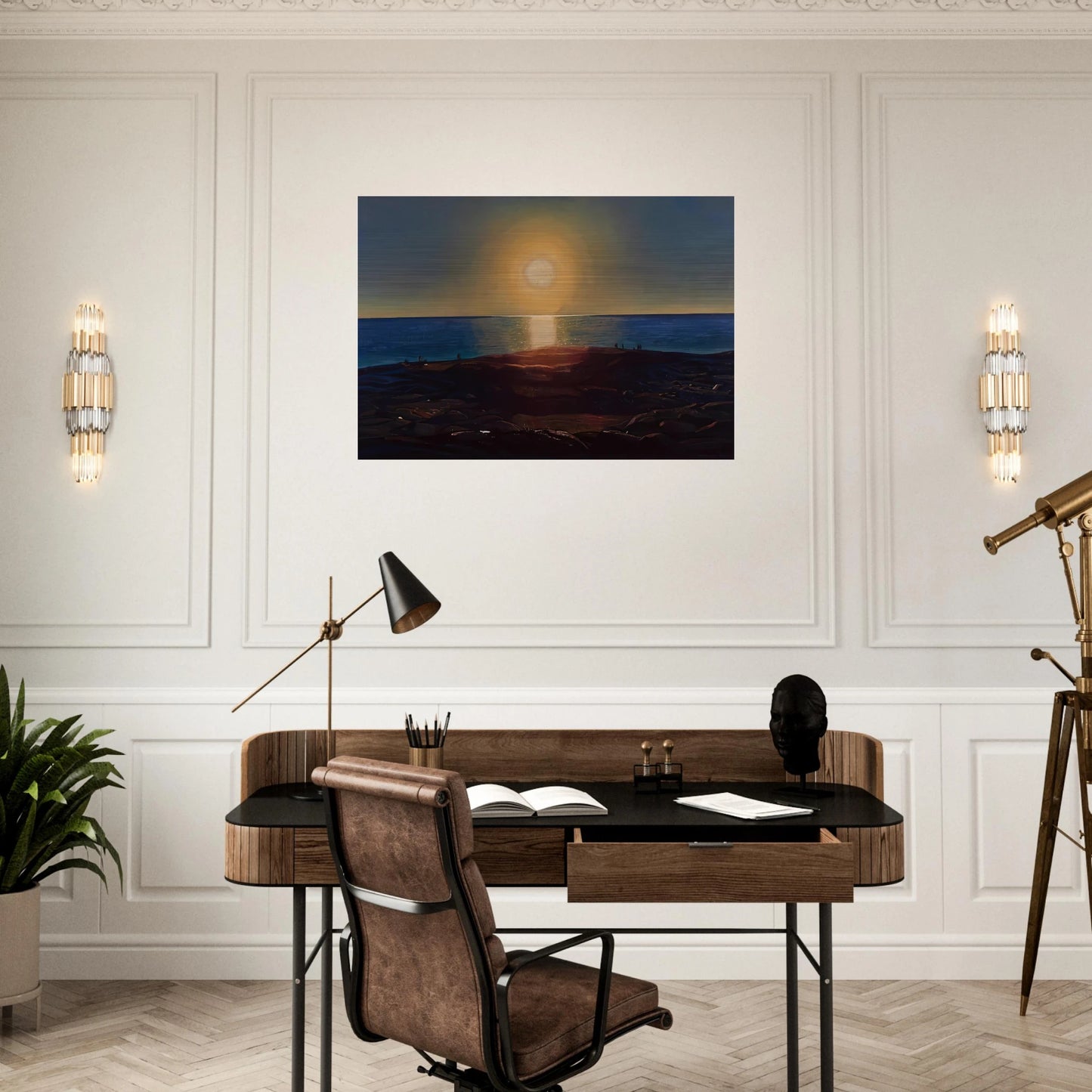 Calm and Free Maine Coast - Rockwell Kent Brushed Aluminum Print - 70x100 cm / 28x40 inches | Rockwell Kent Aluminum Print | Rockwell Kent Prints