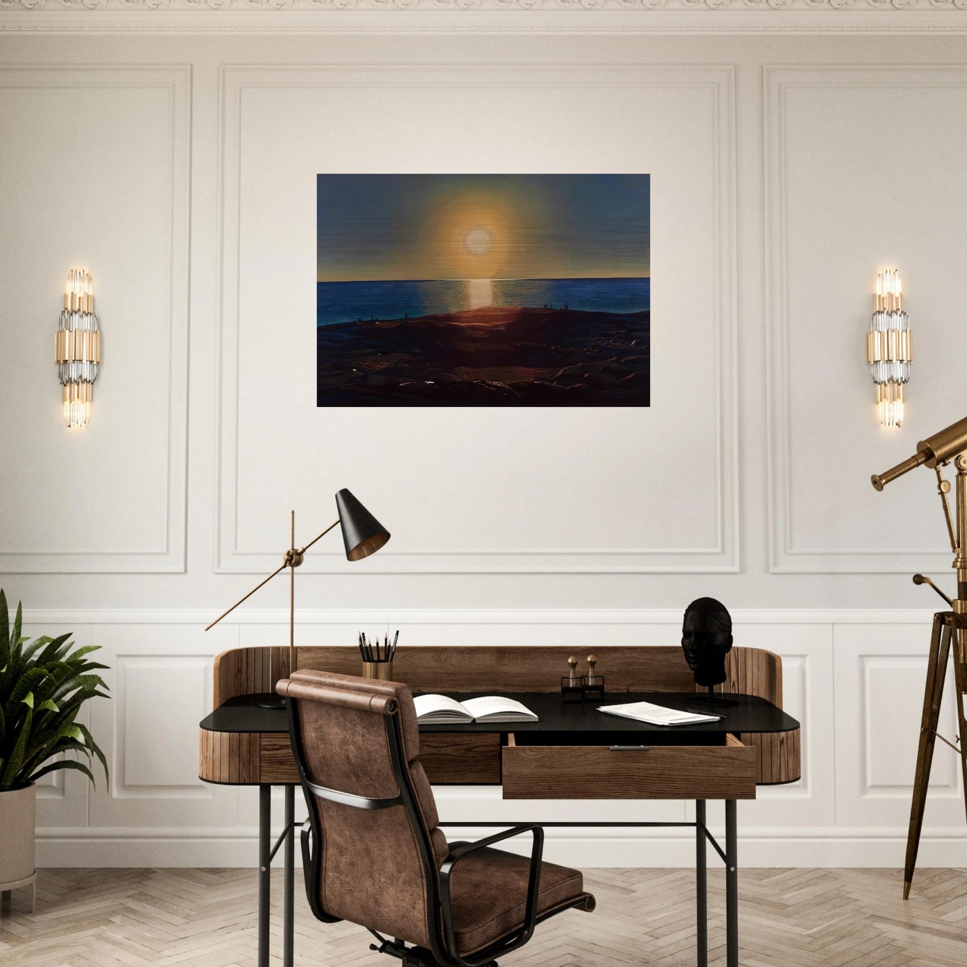 Calm and Free Maine Coast - Rockwell Kent Brushed Aluminum Print - 70x100 cm / 28x40 inches | Rockwell Kent Aluminum Print | Rockwell Kent Prints