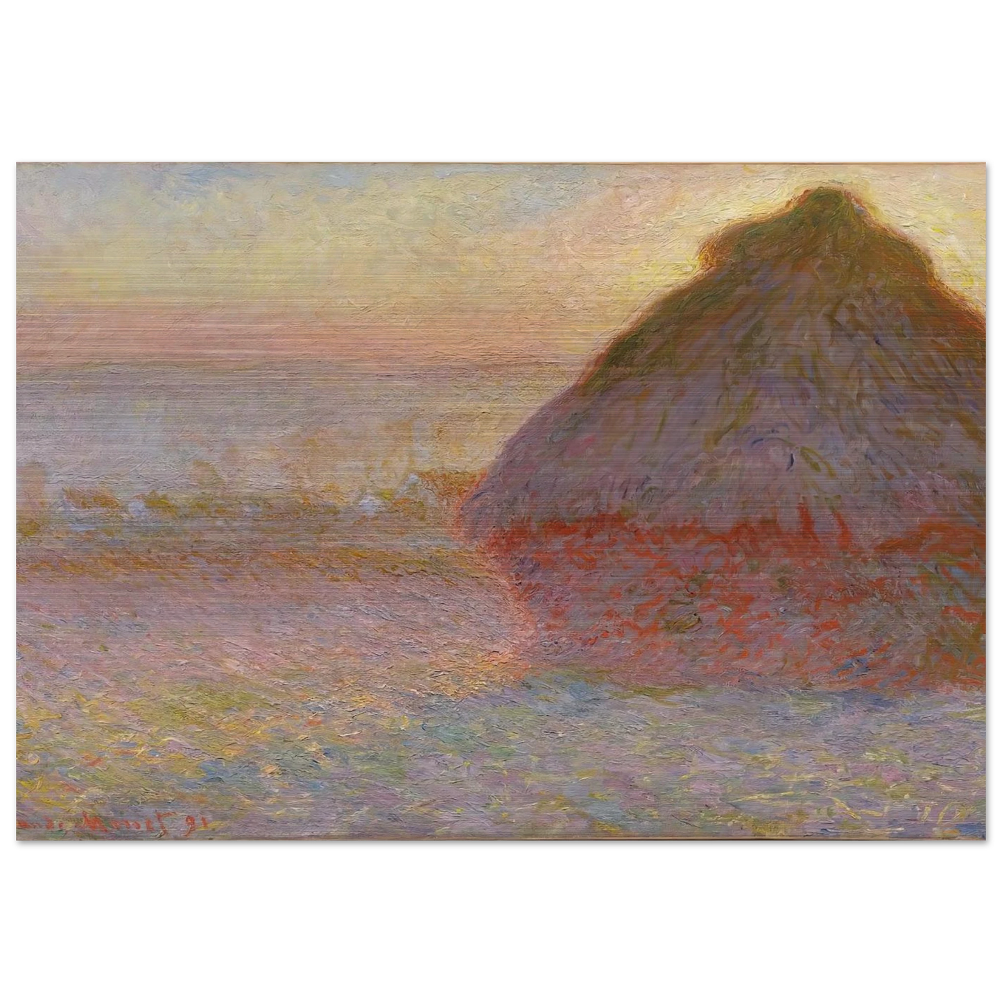 Grainstack Sunset - claude monet Brushed Aluminum Print - 70x100 cm / 28x40 inches | claude monet Aluminum Print | claude monet Prints