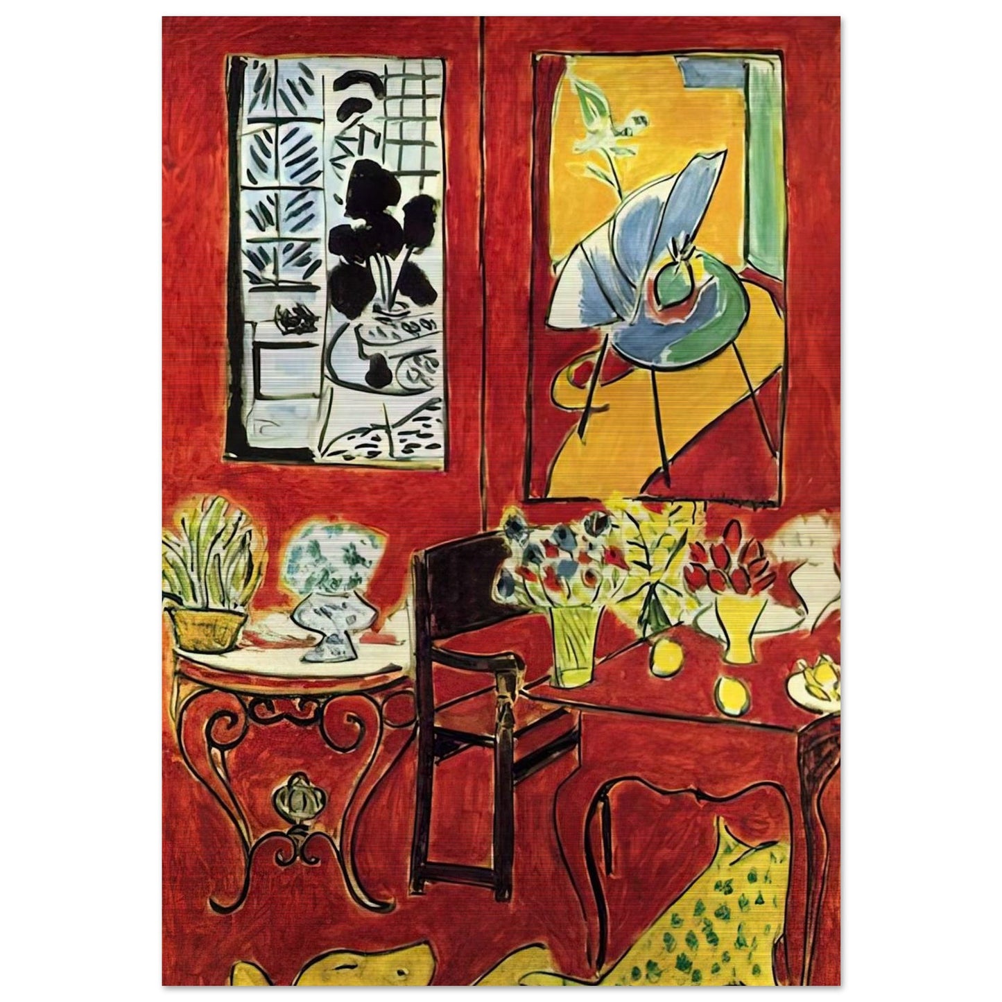 LARGE RED INTERIOR 1948 - Henri Matisse Brushed Aluminum Print - 70x100 cm / 28x40 inches | Henri Matisse Aluminum Print | Henri Matisse Prints