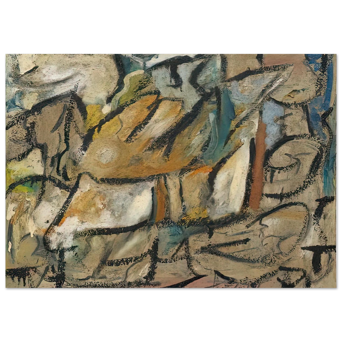 Helen Frankenthaler - August Weather, 1951- Wall Art - 30x40 cm / 12x16 inches - Premium Wooden Framed Poster With Fine Art Paper-canvas - Black frame
