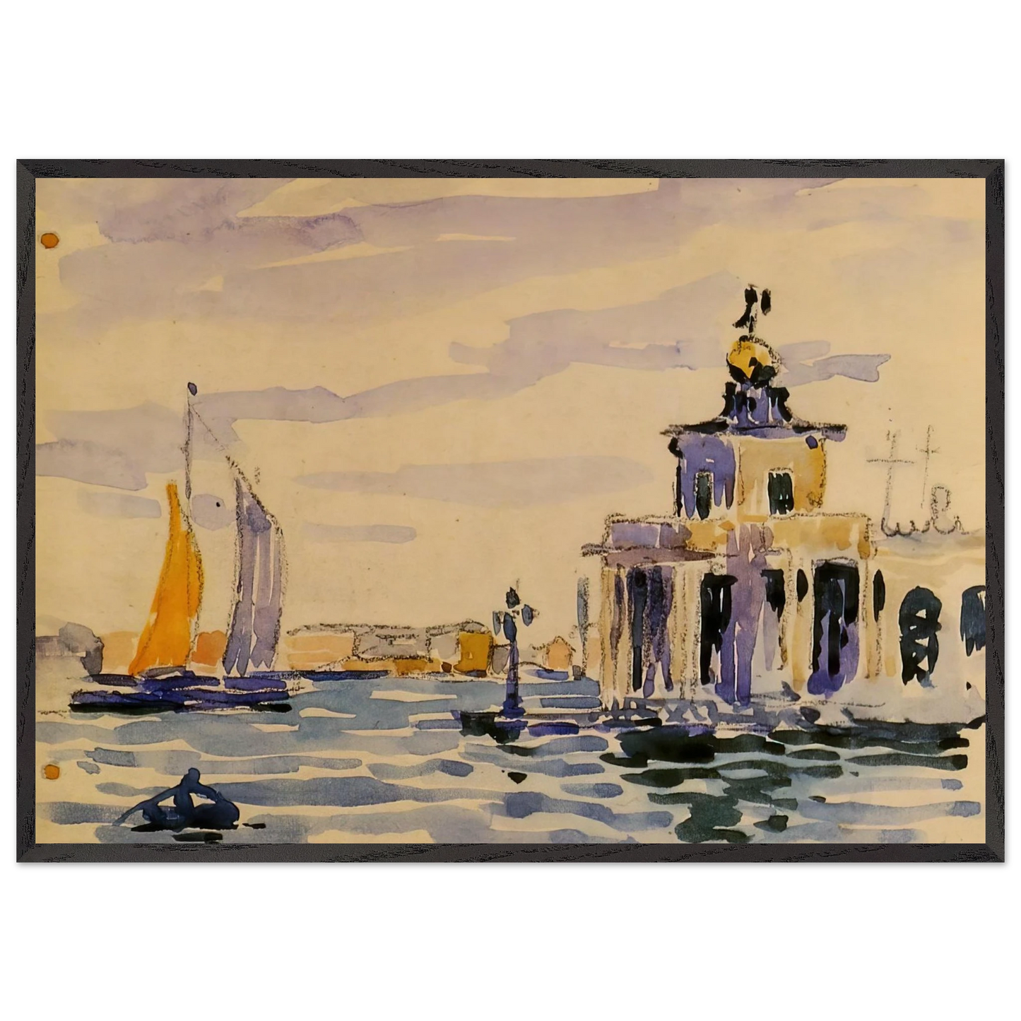 La Dogana - Henri-Edmond Cross 70x100 cm / 28x40 inches Framed Art Print – Black Wooden Frame