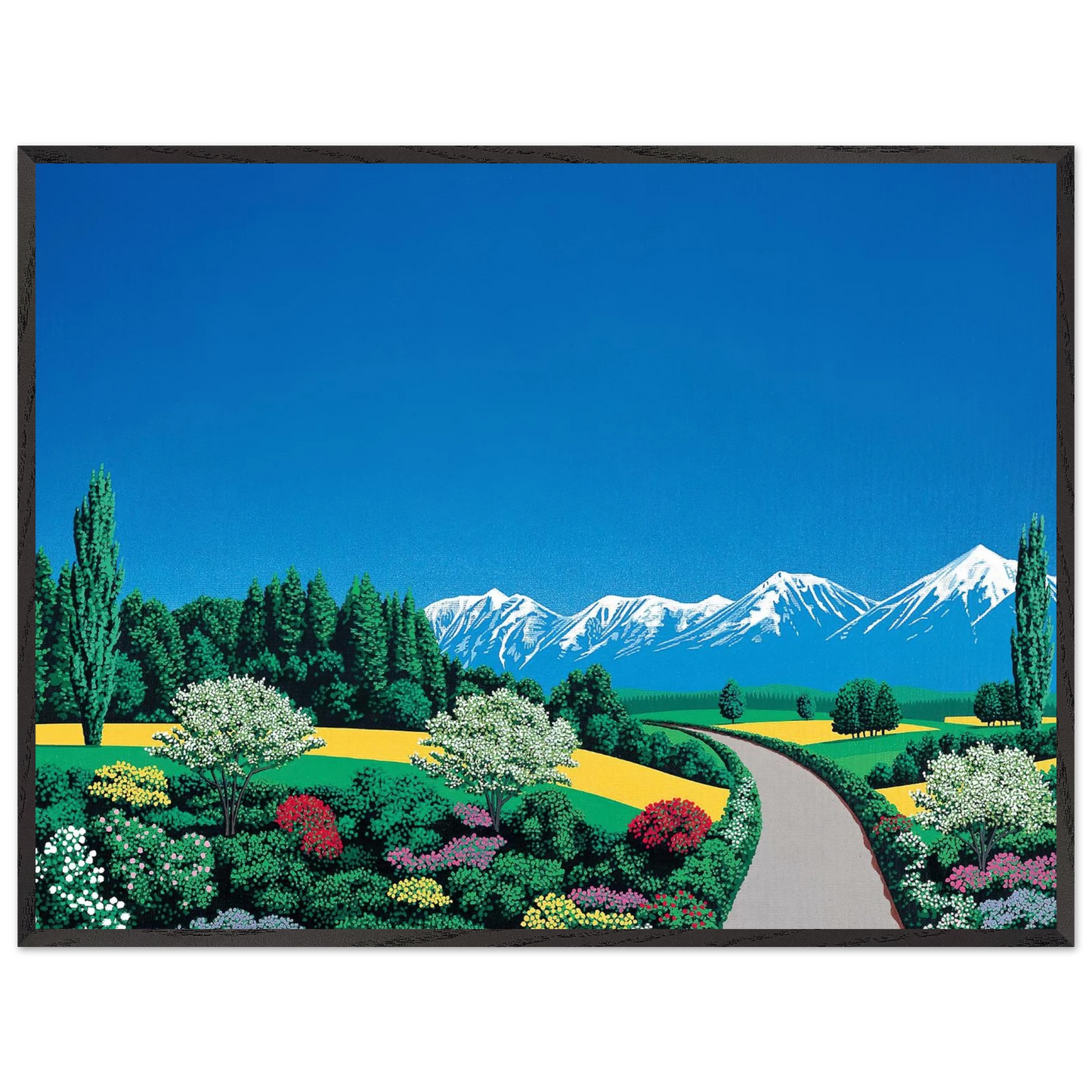 Hiroshi Nagai - Elv Alps Wall Art - 30x40 cm / 12x16 inches - Premium Wooden Framed Poster With Fine Art Paper - White frame