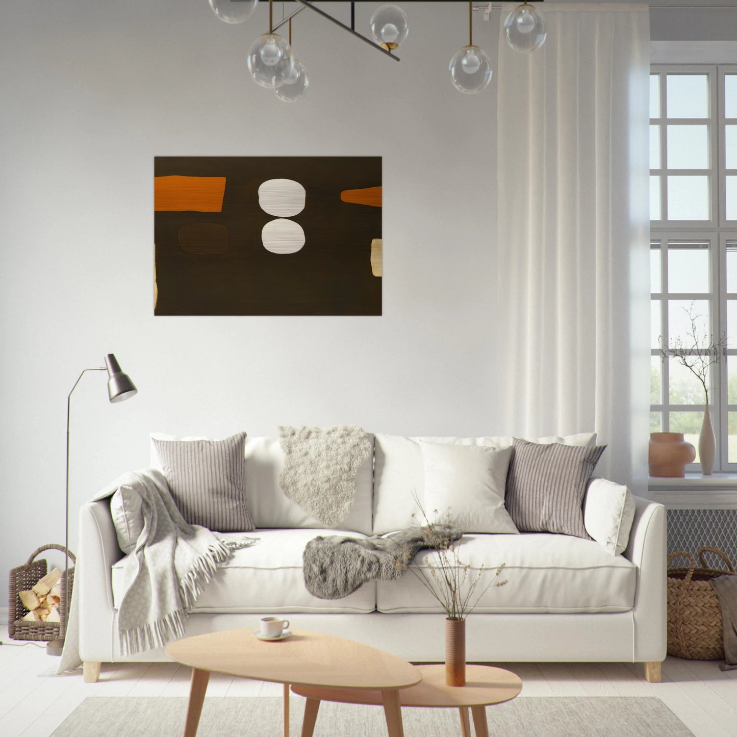 Dark Brown, Orange and White - 1963 - William Scott Brushed Aluminum Print - 70x100 cm / 28x40 inches | William Scott Aluminum Print | William Scott Prints