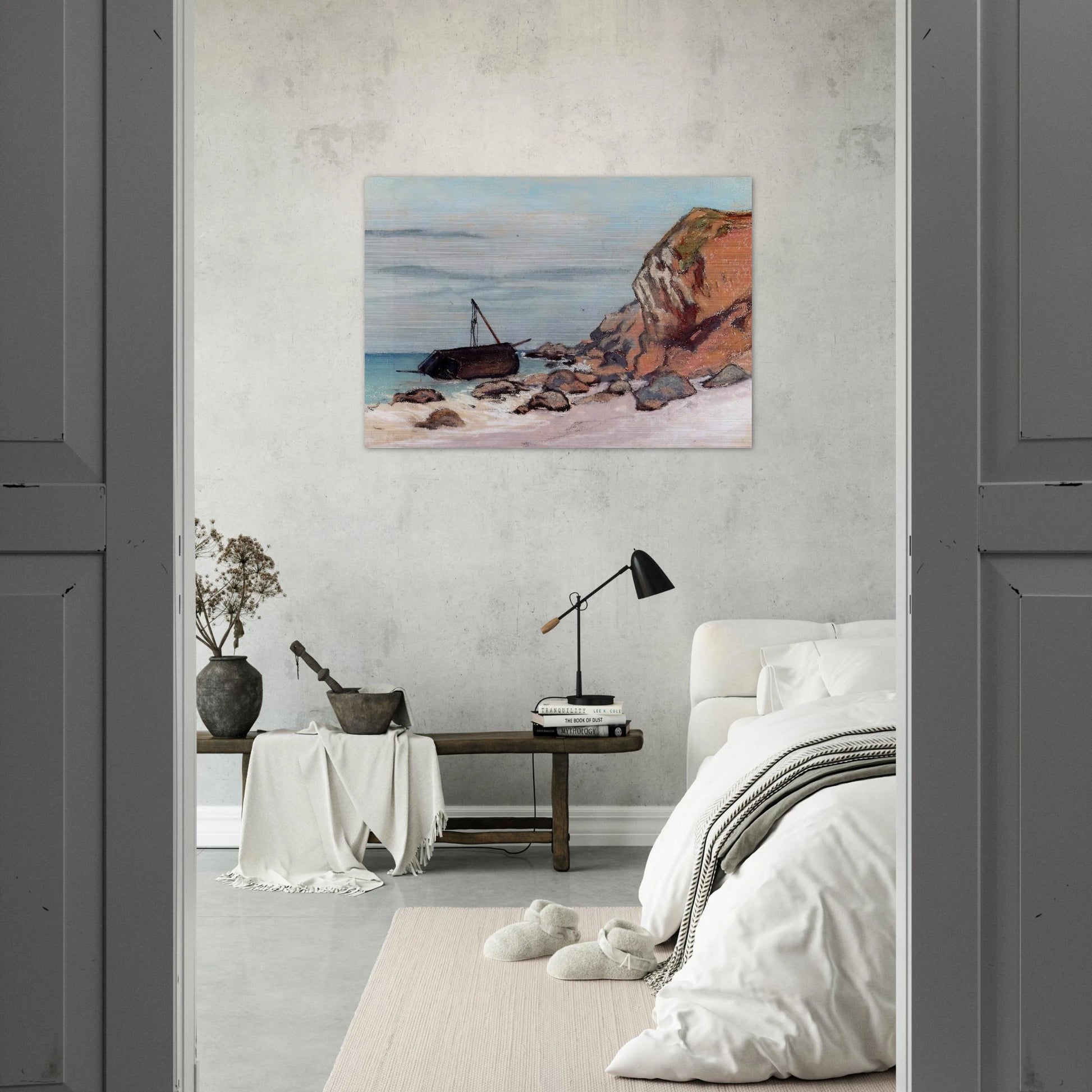 Saint-Adresse, Beached Sailboat - claude monet Brushed Aluminum Print - 70x100 cm / 28x40 inches | claude monet Aluminum Print | claude monet Prints