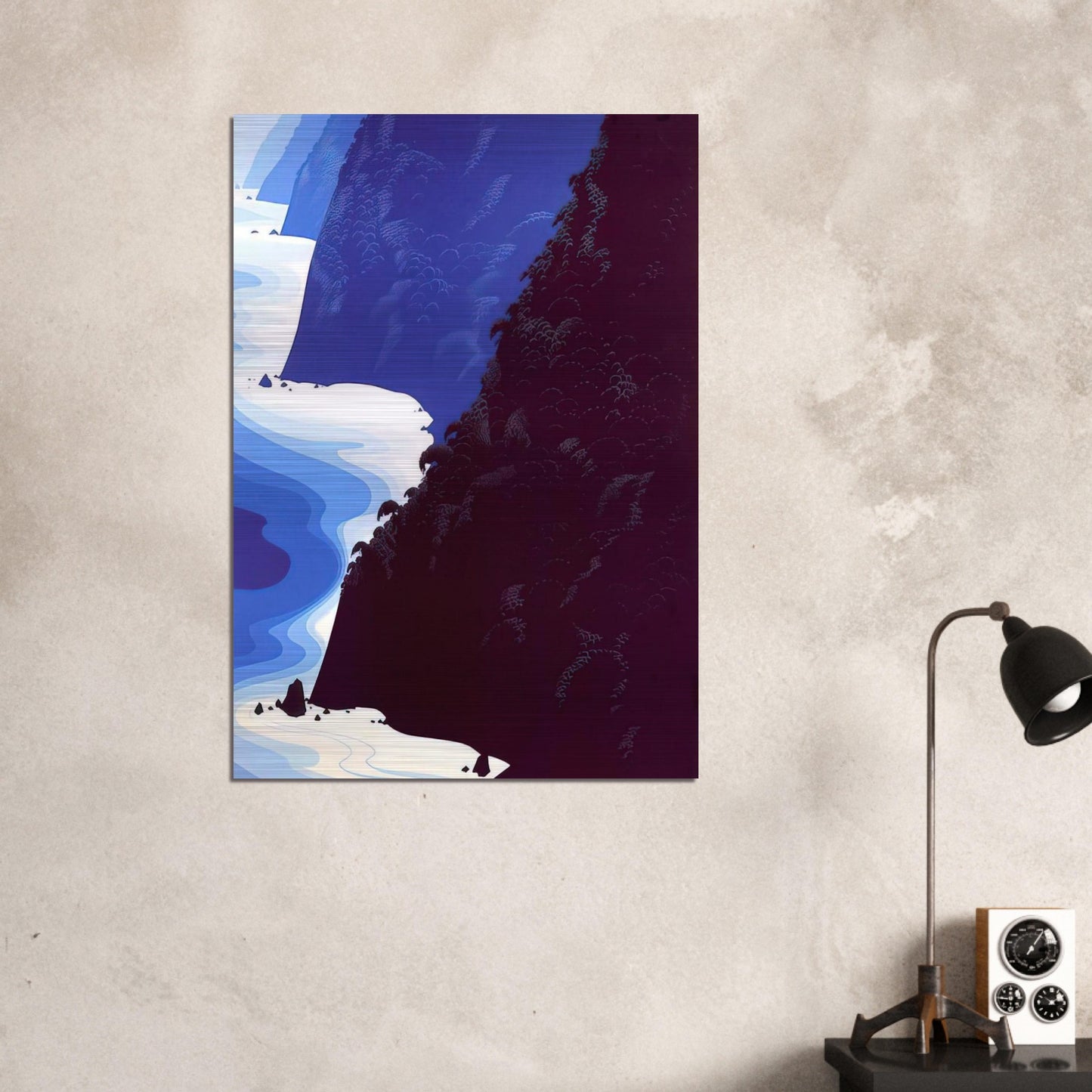 Blue Big Sur - Eyvind Earle Brushed Aluminum Print - 70x100 cm / 28x40 inches | Eyvind Earle Aluminum Print | Eyvind Earle Prints