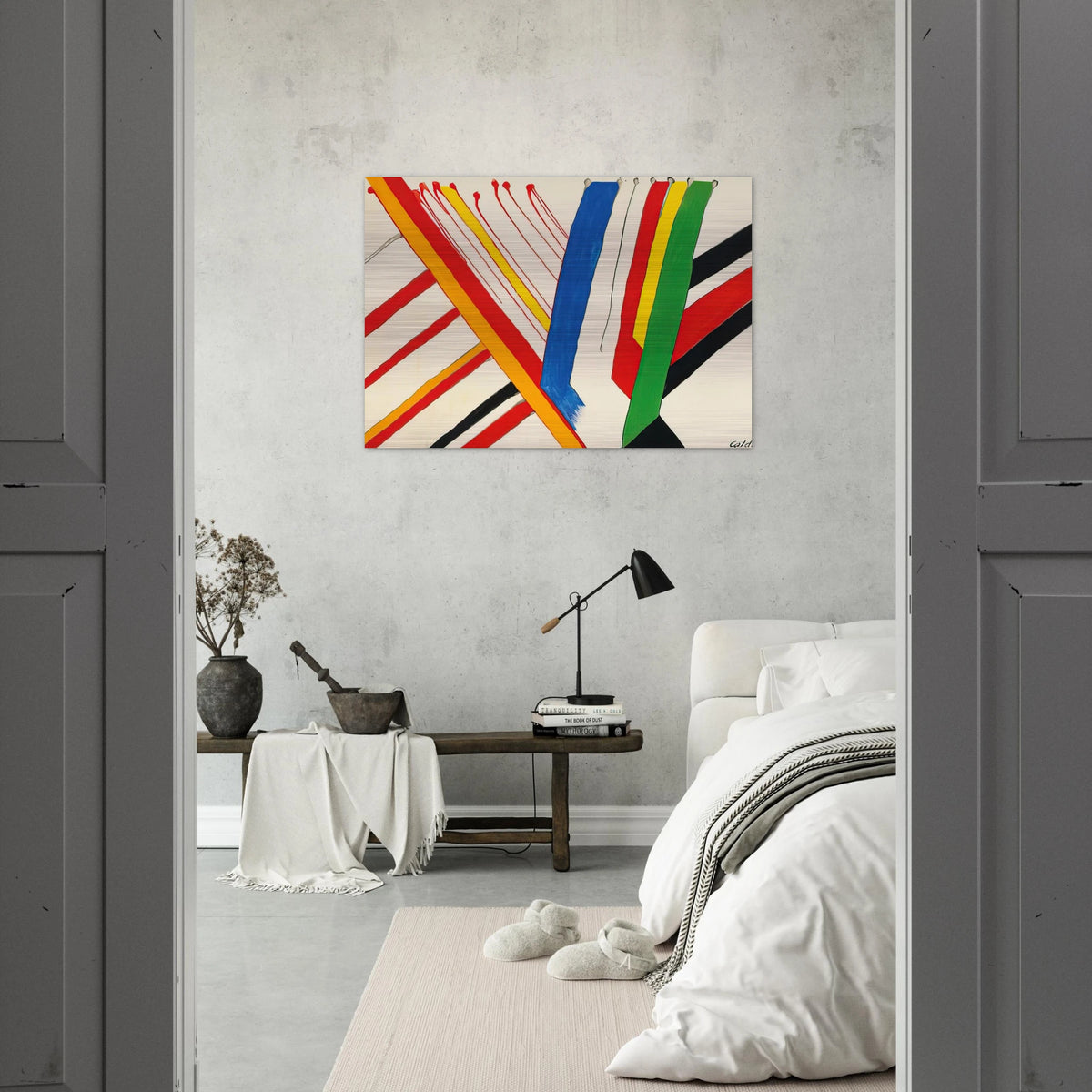 THE GREEN STRIPE 1963 - Alexander Calder Brushed Aluminum Print - 70x100 cm / 28x40 inches | Alexander Calder Aluminum Print | Alexander Calder Prints