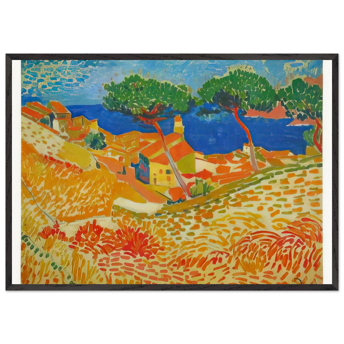 VIEW OF COLLIOURE 1905 - Andre Derain 70x100 cm / 28x40 inches Framed Art Print – Black Wooden Frame