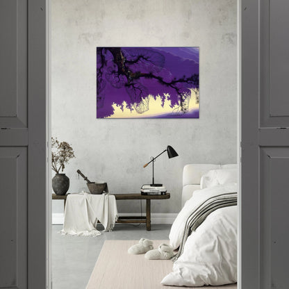 Purple Coastline - Eyvind Earle Brushed Aluminum Print - 70x100 cm / 28x40 inches | Eyvind Earle Aluminum Print | Eyvind Earle Prints