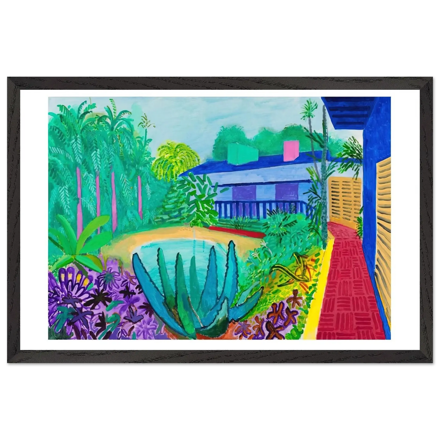 David Hockney - David Hockney Wall art - 45x60 cm / 18x24 Inches - Premium Wooden Framed Poster With Fine Art Paper - White frame
