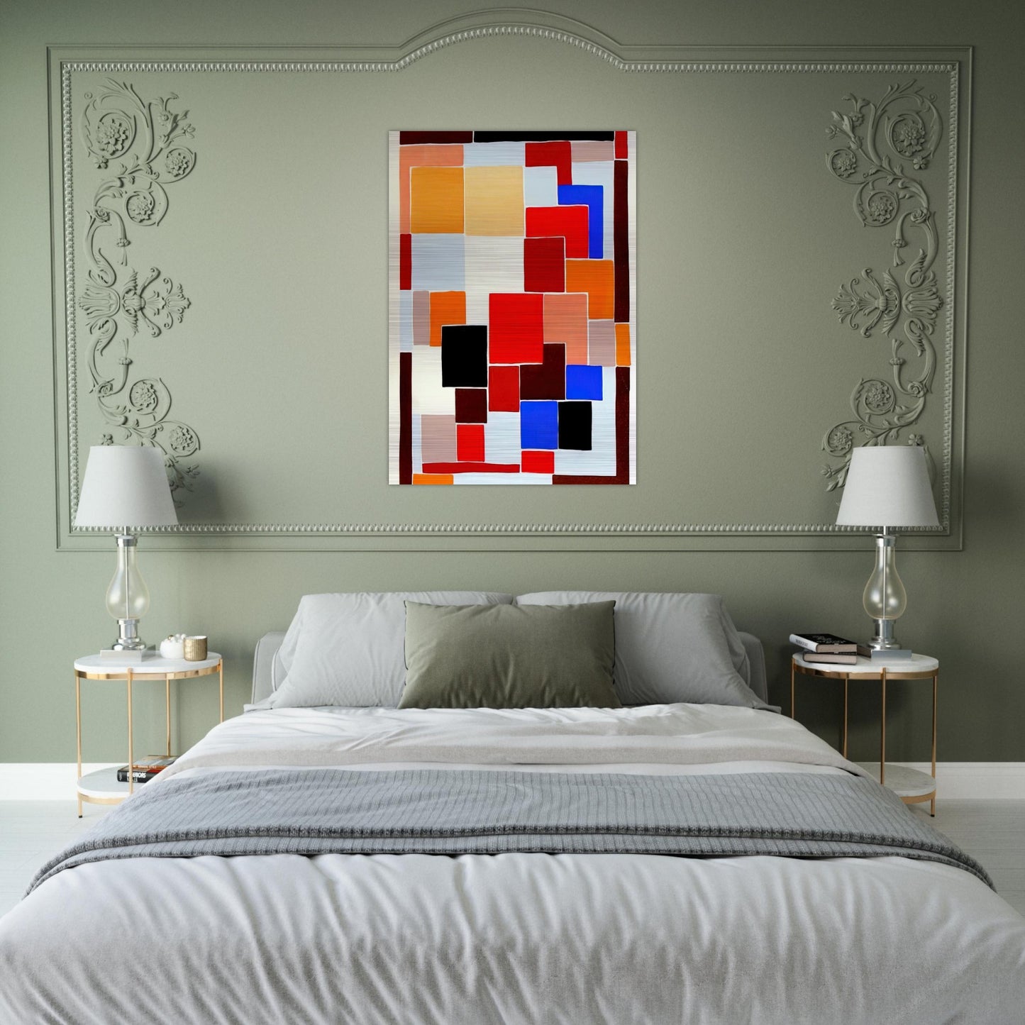 DESIGN IN THE STYLE OF MONDRIAN POSSIBLY FOR A RUG FROM COMPOSITIONS COLOURS IDEAS 1931 - Sonia Delaunay Brushed Aluminum Print - 70x100 cm / 28x40 inches | Sonia Delaunay Aluminum Print | Sonia Delaunay Prints