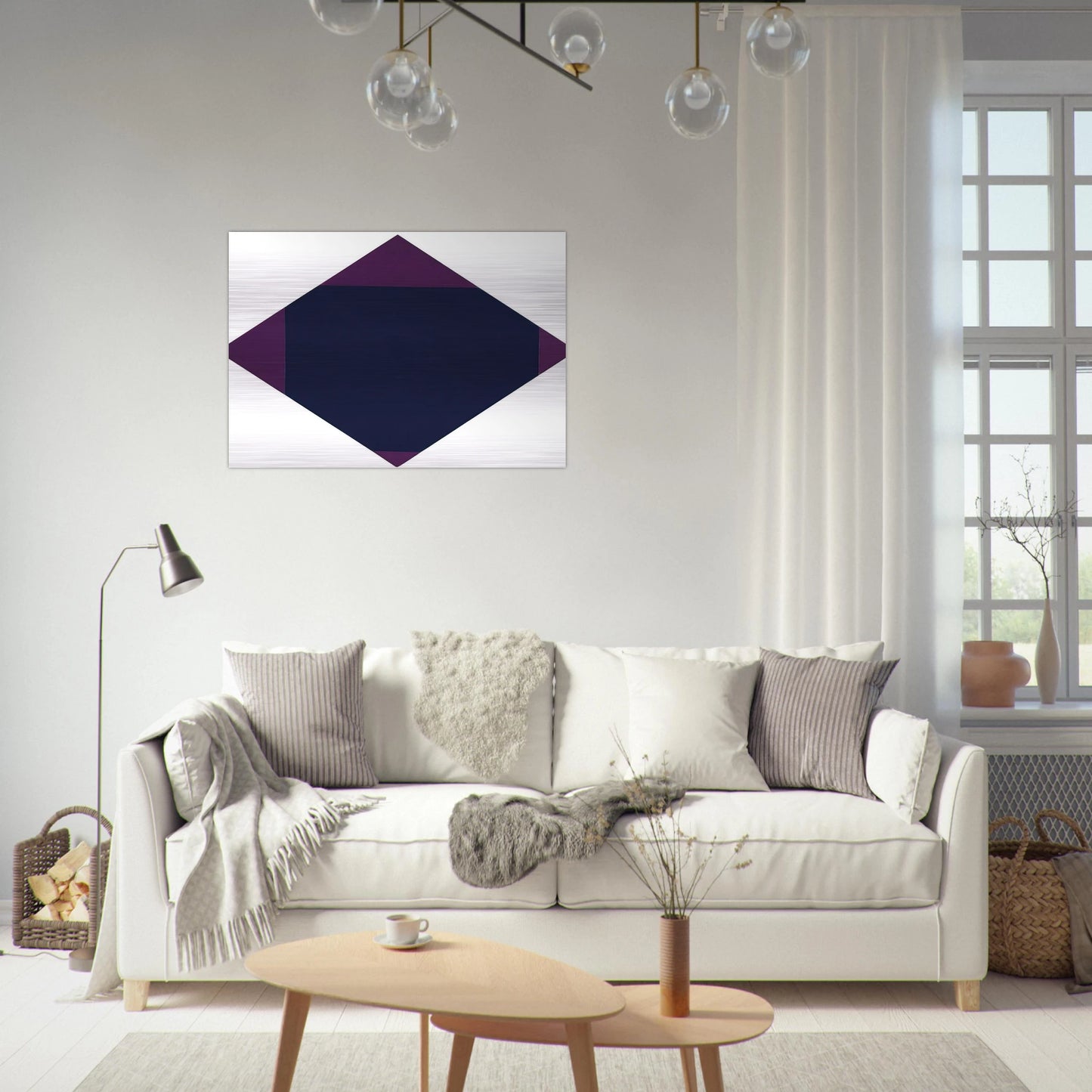 Blau-violettes horizontal-vertikal-quadrat - 1968 - Max Bill Brushed Aluminum Print - 70x100 cm / 28x40 inches | Max Bill Aluminum Print | Max Bill Prints