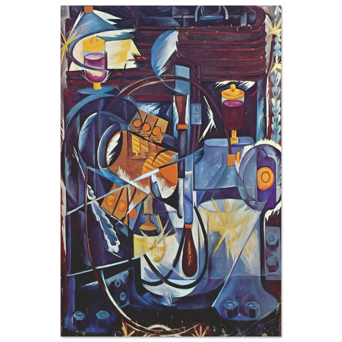 Dynamo machine - 1913 - Natalia Goncharova Art Prints - 100x150 cm / 40x60″ inches | Natalia Goncharova Poster | Natalia Goncharova Prints