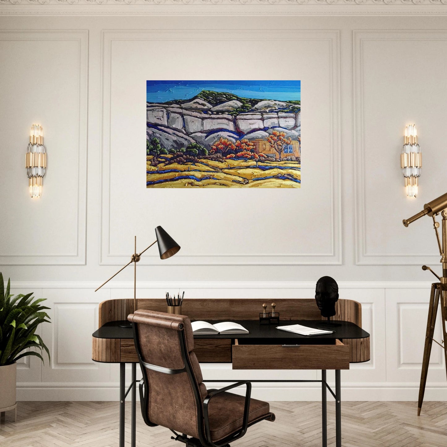 Ghost Ranch Painting - Georgia O'Keeffe Brushed Aluminum Print - 70x100 cm / 28x40 inches | Georgia O'Keeffe Aluminum Print | Georgia O'Keeffe Prints