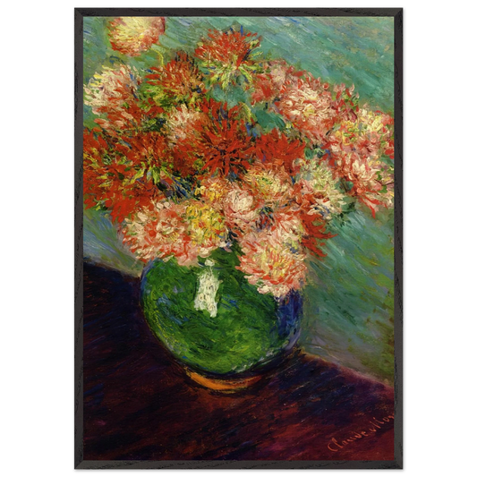 Vase of Chrysanthemums N1 - claude monet 70x100 cm / 28x40 inches Framed Art Print – Black Wooden Frame
