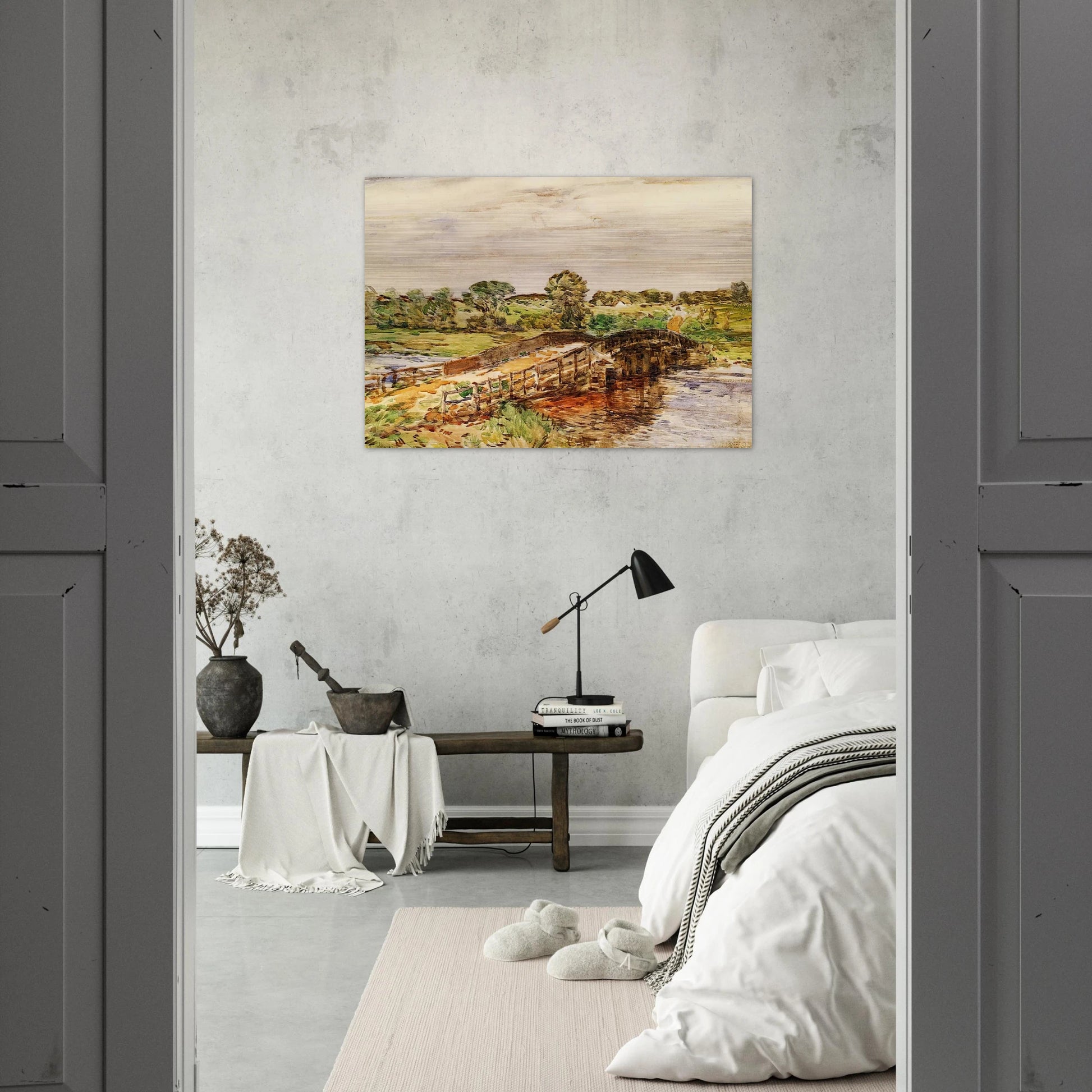 Bridge at Old Lyme 02 - Childe Hassam Brushed Aluminum Print - 70x100 cm / 28x40 inches | Childe Hassam Aluminum Print | Childe Hassam Prints