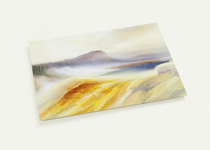 Great Blue Spring of the Lower Geyser Basin By Thomas Moran Pack of 10 Post Cards | Thomas Moran Post Cards | A6 (10.5 x 14.8 cm) - 4.1 x 5.8 inches