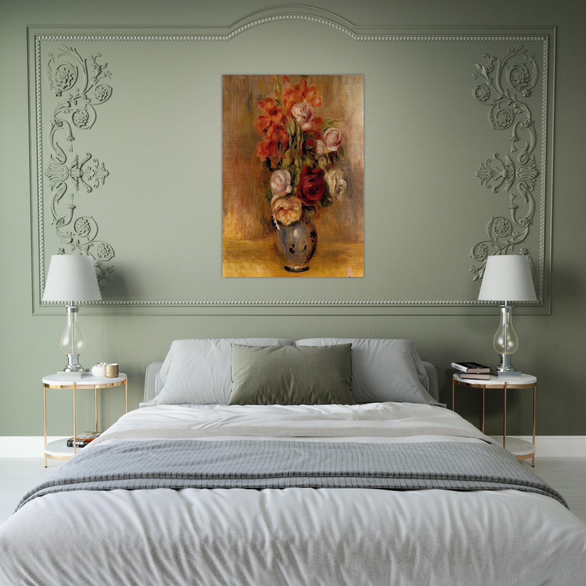 Vase of Gladiolas and Roses - Pierre-Auguste Renoir Brushed Aluminum Print - 70x100 cm / 28x40 inches | Pierre-Auguste Renoir Aluminum Print | Pierre-Auguste Renoir Prints