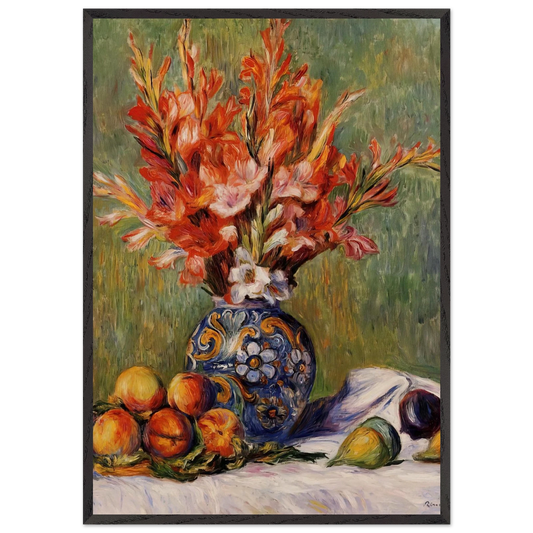 Flowers and Fruit N3 - Pierre-Auguste Renoir 70x100 cm / 28x40 inches Framed Art Print – Black Wooden Frame