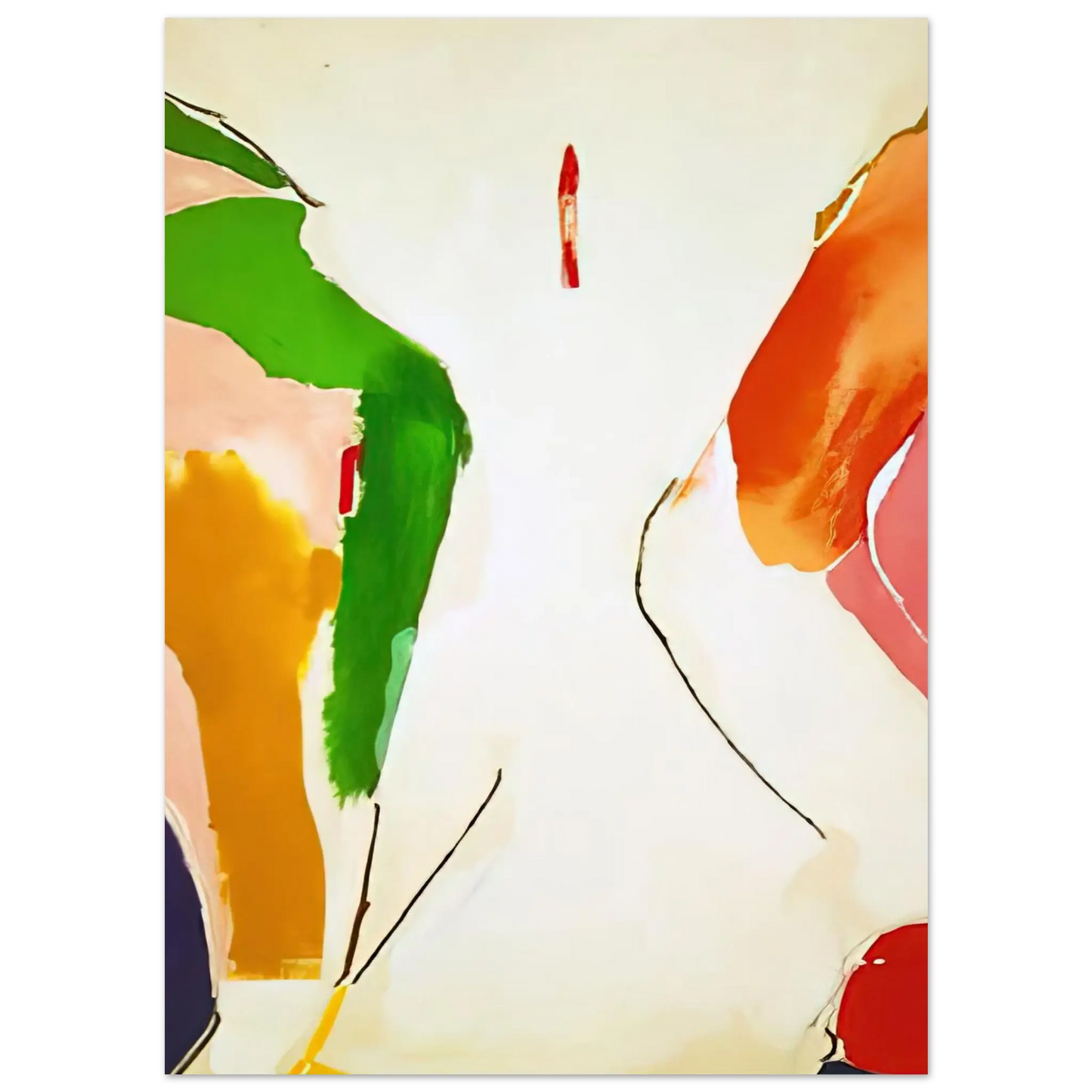 Helen Frankenthaler - Living Edge - 1973 Wall art - 28x43  cm / XL (11x17 Inches) - Premium Wooden Framed Poster With Fine Art Paper - Wood frame