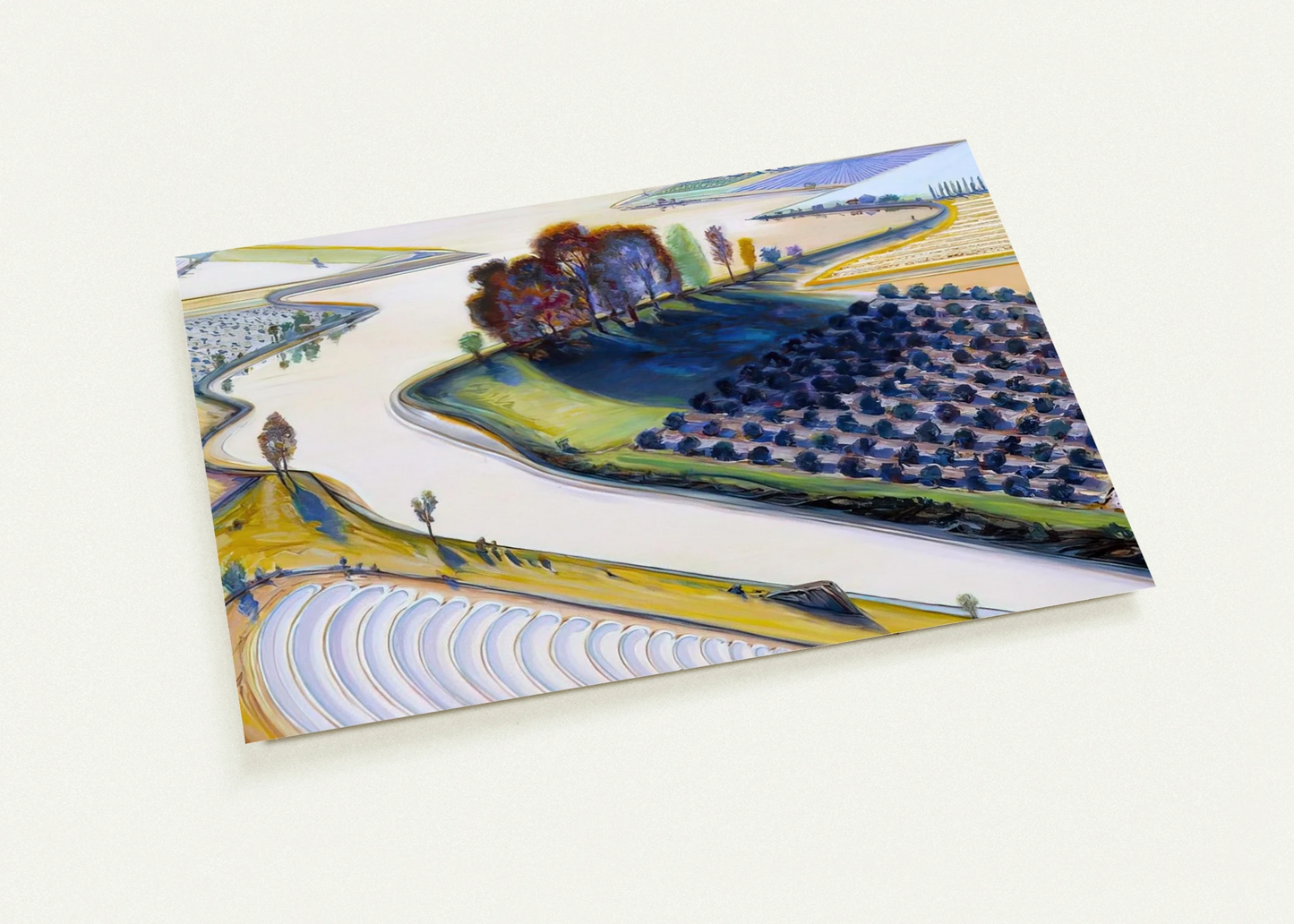 Flatland River - 1997 By Wayne Thiebaud Pack of 10 Post Cards | Wayne Thiebaud Post Cards | A6 (10.5 x 14.8 cm) - 4.1 x 5.8 inches