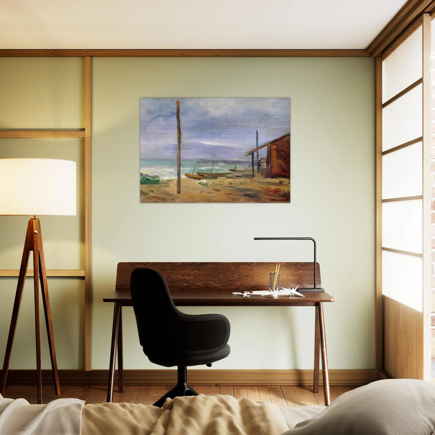 PIOGGIA AL MARE 1929 - Carlo Carra Brushed Aluminum Print - 70x100 cm / 28x40 inches | Carlo Carra Aluminum Print | Carlo Carra Prints