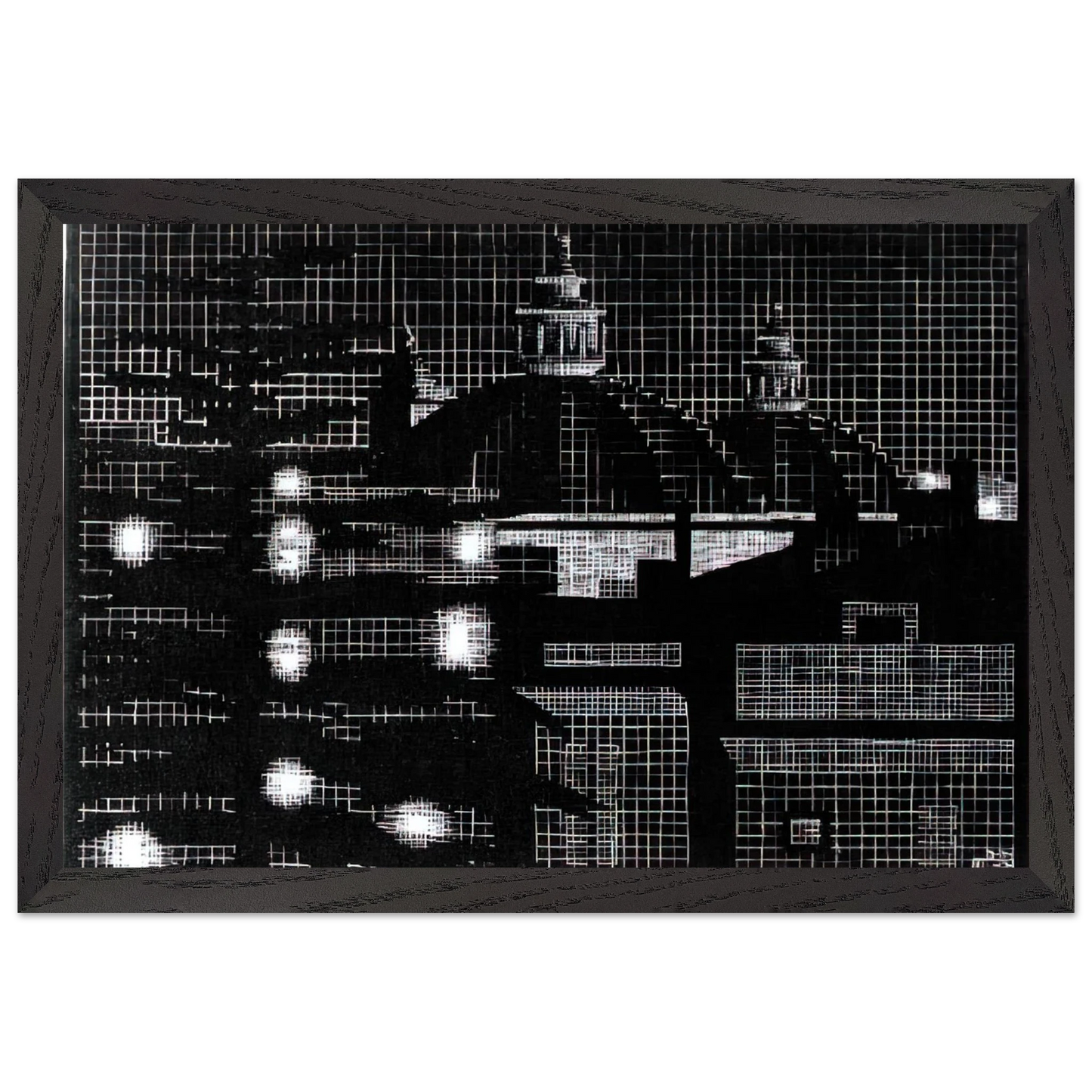 MC Escher - NOCTURNAL ROME 5 Wall Art - 60x80 cm / 24x32 inches - Premium Wooden Framed Poster With Fine Art Paper-canvas - White frame