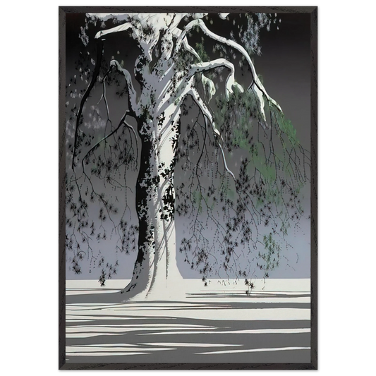Fir Tree In Snow - Eyvind Earle 70x100 cm / 28x40 inches Framed Art Print – Black Wooden Frame