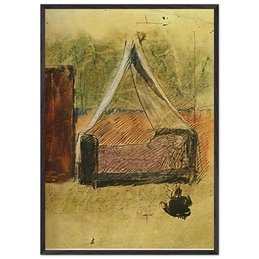 Bed with mosquito nets - Pablo Picasso 70x100 cm / 28x40 inches Framed Art Print – Black Wooden Frame