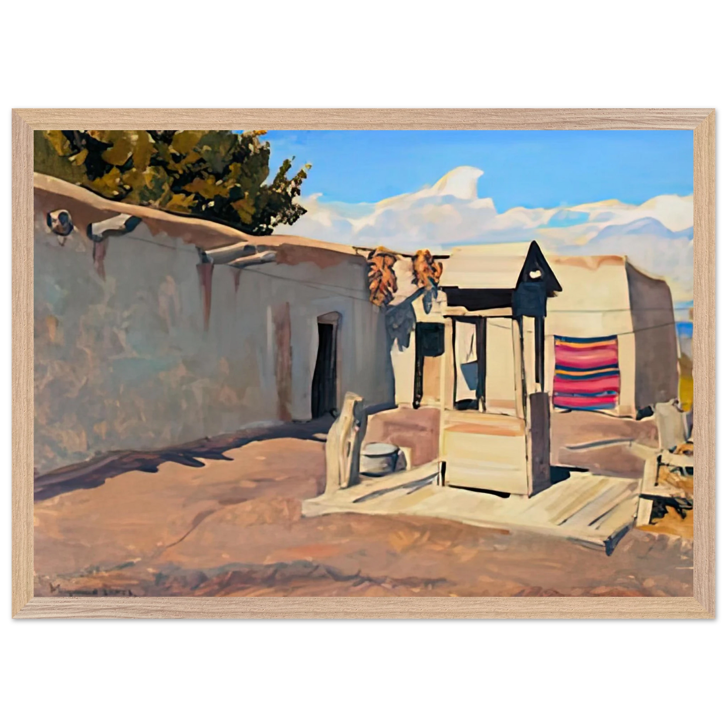 Maynard Dixon - OLD PATIO 1931 Wall art - 70x100 cm / 28x40 inches - Premium Wooden Framed Poster With Fine Art Paper-canvas - White frame
