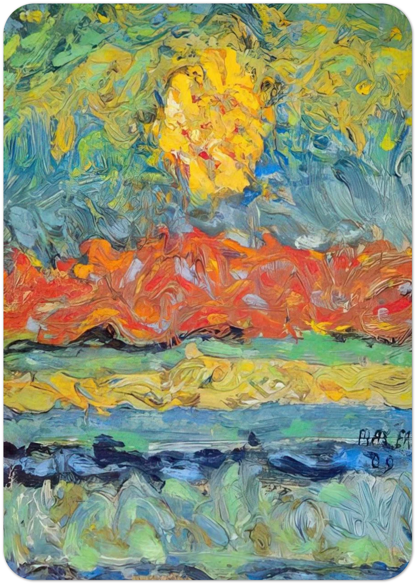 Landscape with Sun By Max Ernst Pack of 10 Post Cards | Max Ernst Post Cards | A6 (10.5 x 14.8 cm) - 4.1 x 5.8 inches