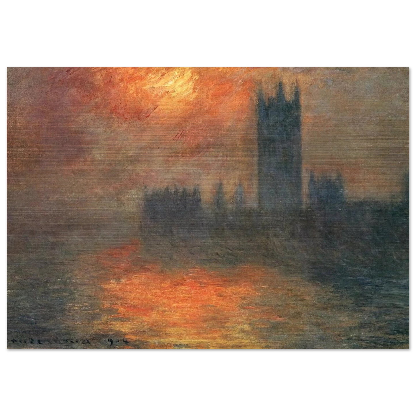 Houses of Parliament, Sunset - claude monet Brushed Aluminum Print - 70x100 cm / 28x40 inches | claude monet Aluminum Print | claude monet Prints