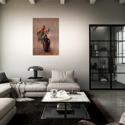 BOUQUET OF FLOWERS IN A BLUE VASE - Odilon Redon Brushed Aluminum Print - 70x100 cm / 28x40 inches | Odilon Redon Aluminum Print | Odilon Redon Prints