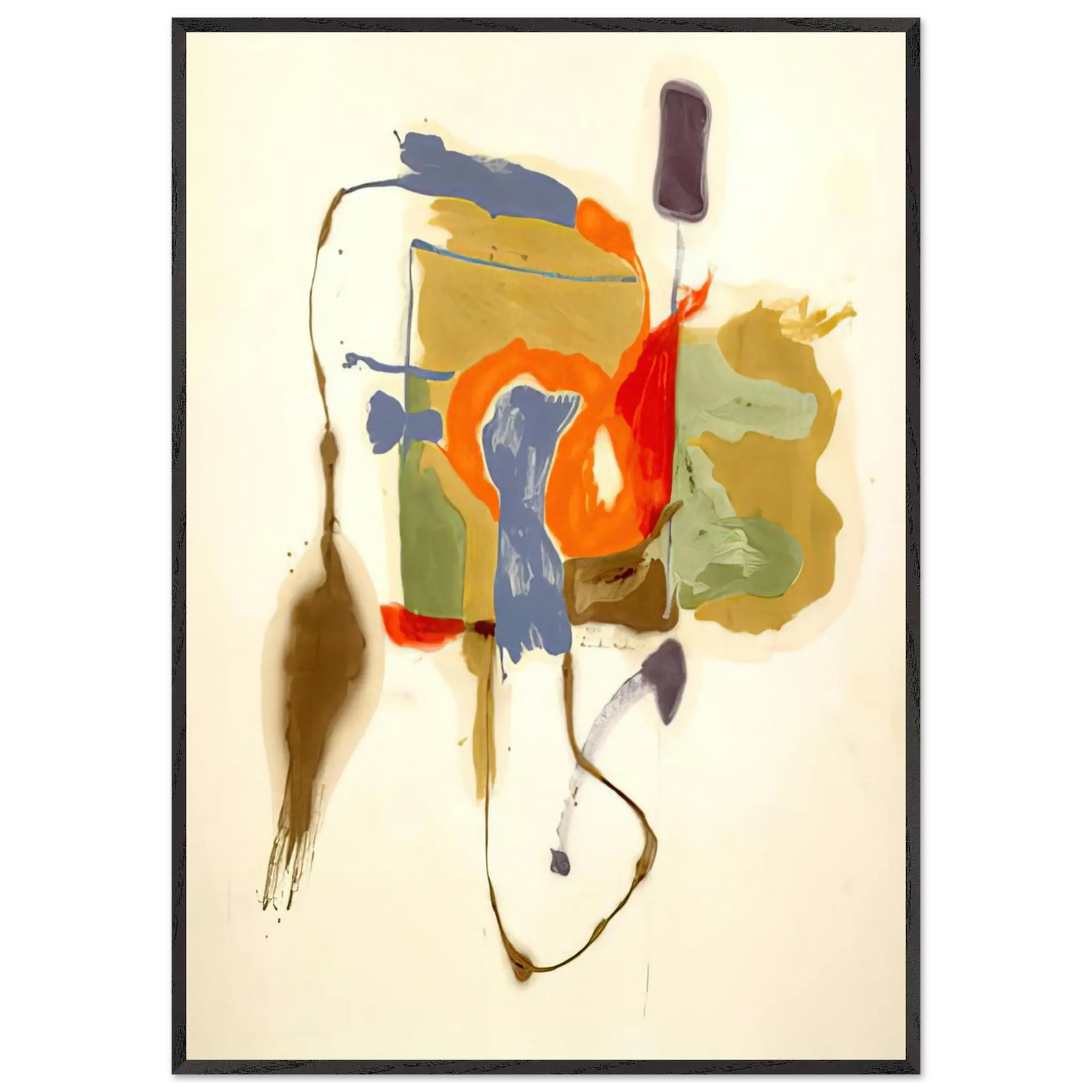 Helen Frankenthaler - Blue Form in a Scene - 1961 Wall art - 50x70 cm / 20x28 Inches - Premium Wooden Framed Poster With Fine Art Paper - Black frame