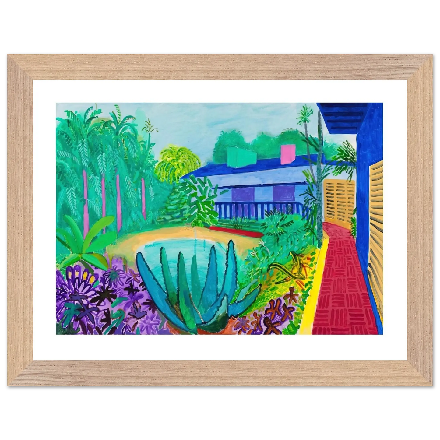 David Hockney - David Hockney Wall art - 28x43  cm / XL (11x17 Inches) - Premium Wooden Framed Poster With Fine Art Paper - White frame