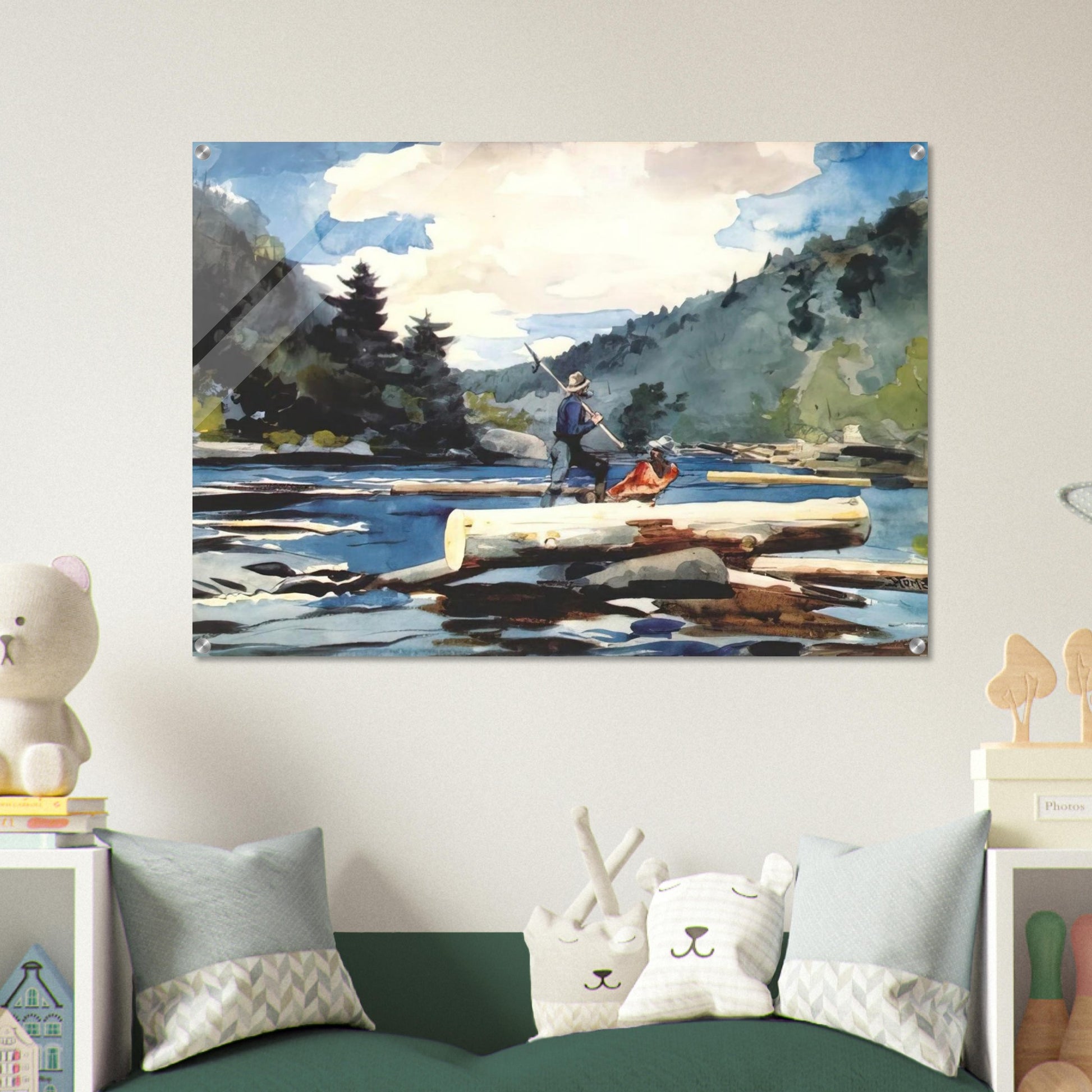 HUDSON RIVER LOGGING - Winslow Homer Acrylic Print - 70x100 cm / 28x40″ inches