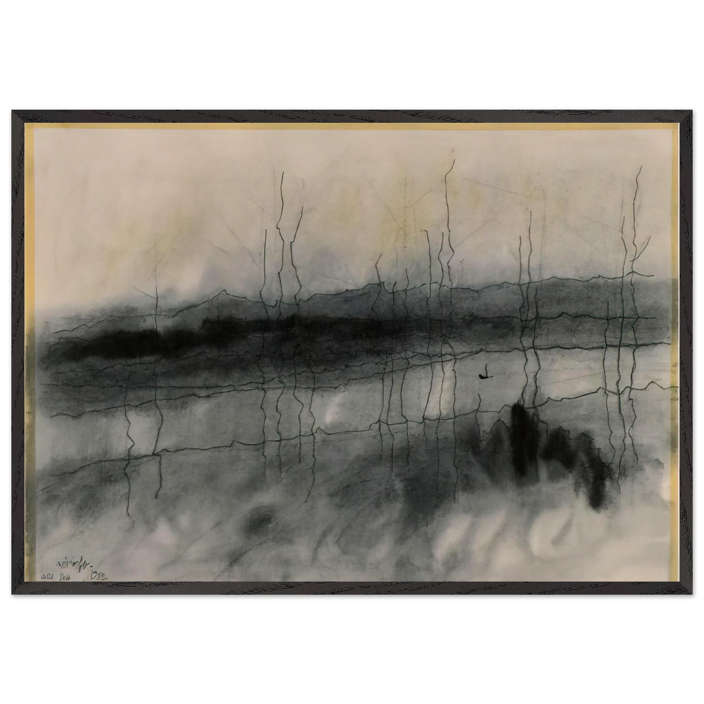 MYSTIC RIVER 1951 - Lyonel Feininger 70x100 cm / 28x40 inches Framed Art Print – Black Wooden Frame