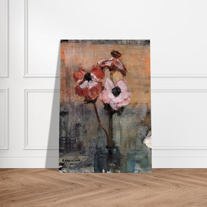 Anemones in a Vase - Piet Mondrian Brushed Aluminum Print - 70x100 cm / 28x40 inches | Piet Mondrian Aluminum Print | Piet Mondrian Prints