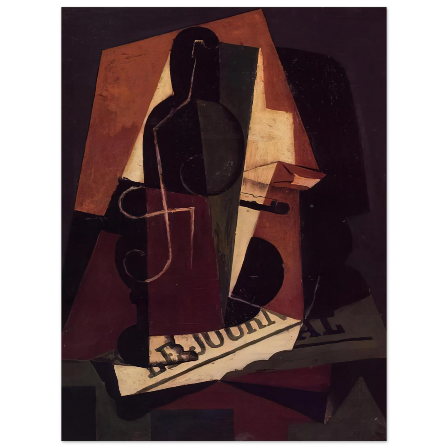 Juan Gris - BOTTLE AND GLASS  75x100 cm / 30x40inches Fine Art Poster