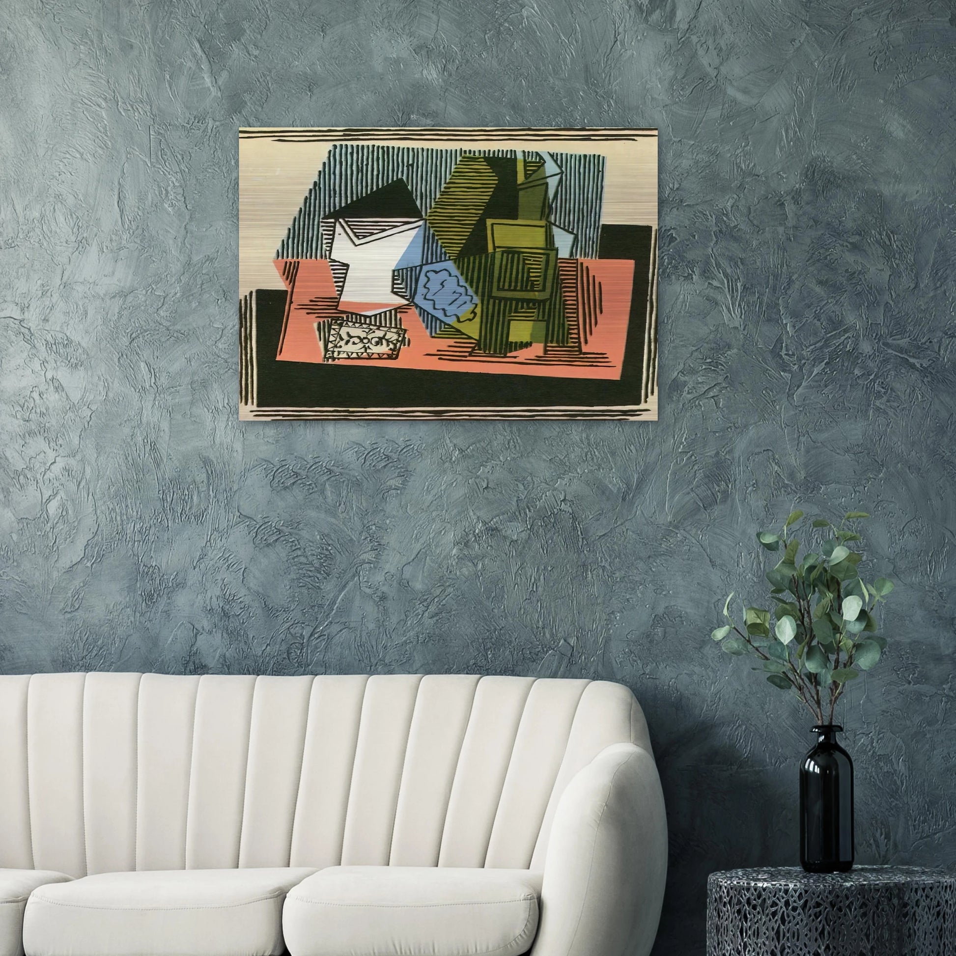 Glass, bottle, packet of tobacco - Pablo Picasso Brushed Aluminum Print - 70x100 cm / 28x40 inches | Pablo Picasso Aluminum Print | Pablo Picasso Prints