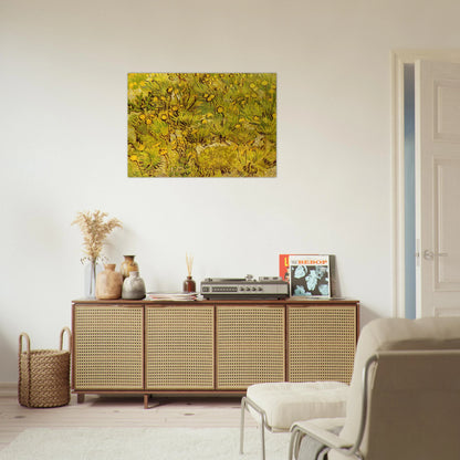 A Field of Yellow Flowers - Vincent van Gogh Brushed Aluminum Print - 70x100 cm / 28x40 inches | Vincent van Gogh Aluminum Print | Vincent van Gogh Prints
